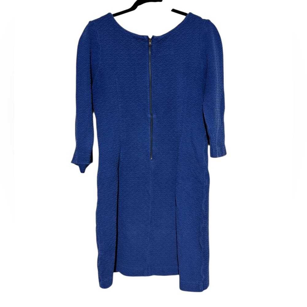 Ganni Lousa Shift Dress Blue Stretch Textured Size‎ S Office Comfy Classic Work